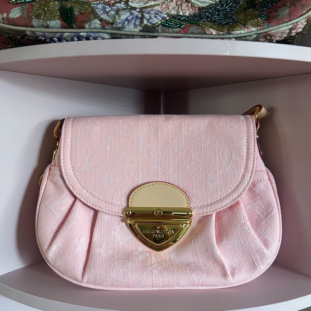 Pink Designer Denim Shoulder Bag